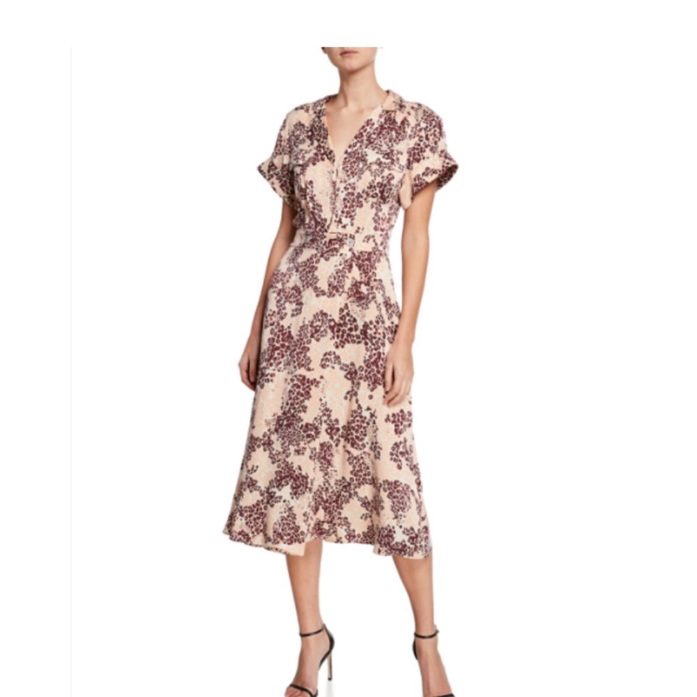 Equipment Femme animal print 🐆 Orlenna Midi Dress ✨size 6✨silk blend w/ pockets